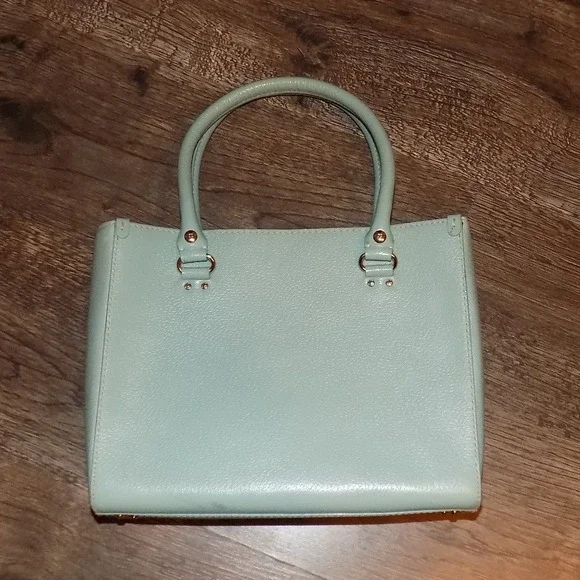 Kate Spade Pebbled Leather Satchel Women Medium Mint Green Good Triple Section - Picture 12 of 16